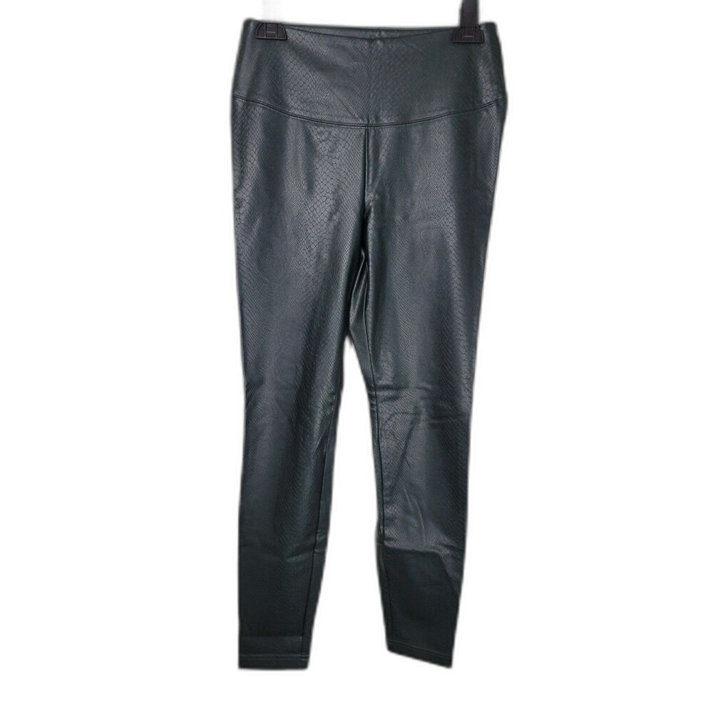 WHBM The Runway Dark Green Faux Leather Leggings